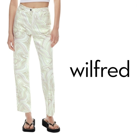 Wilfred Free NWT Vera Pant High-Waisted Slim-Fit Twill - Soft Swirls Yellow - 6 - Picture 1 of 16